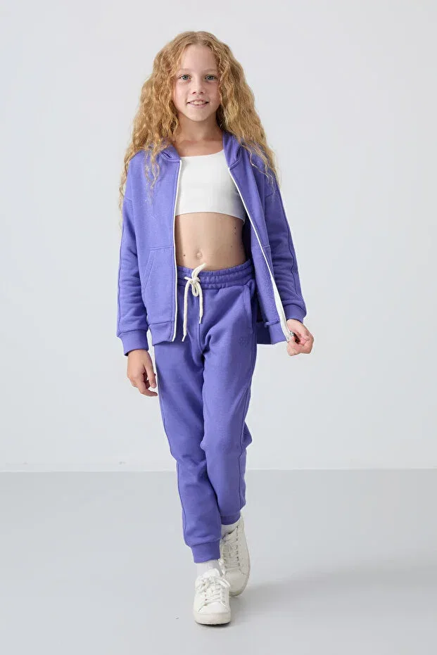 Детский спортивный костюм для девочек с вышивкой Tommy Life, Magenta/Eflatun — фото 4
