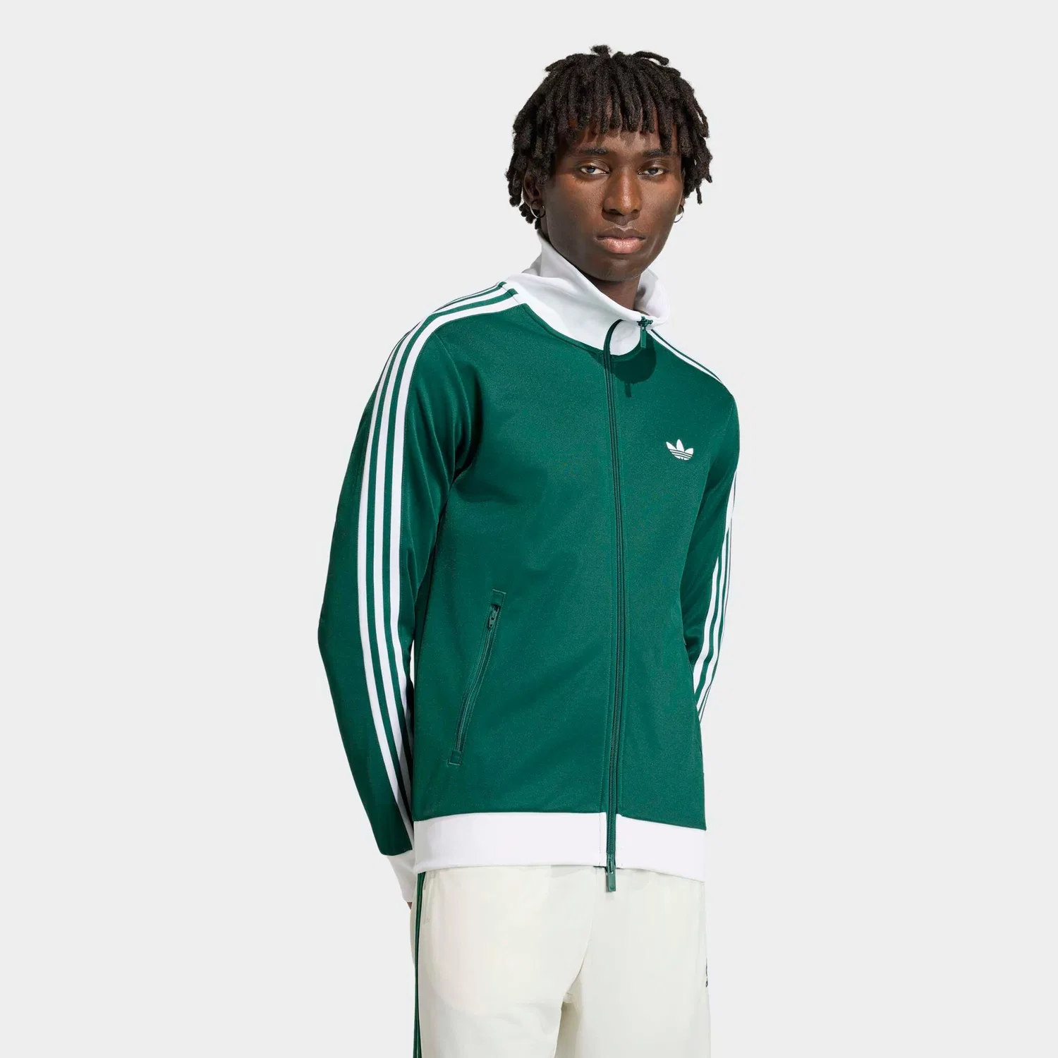 Мужская тренировочная куртка с круглым вырезом Beckenbauer TT Adidas Originals, Collegiate Green/White