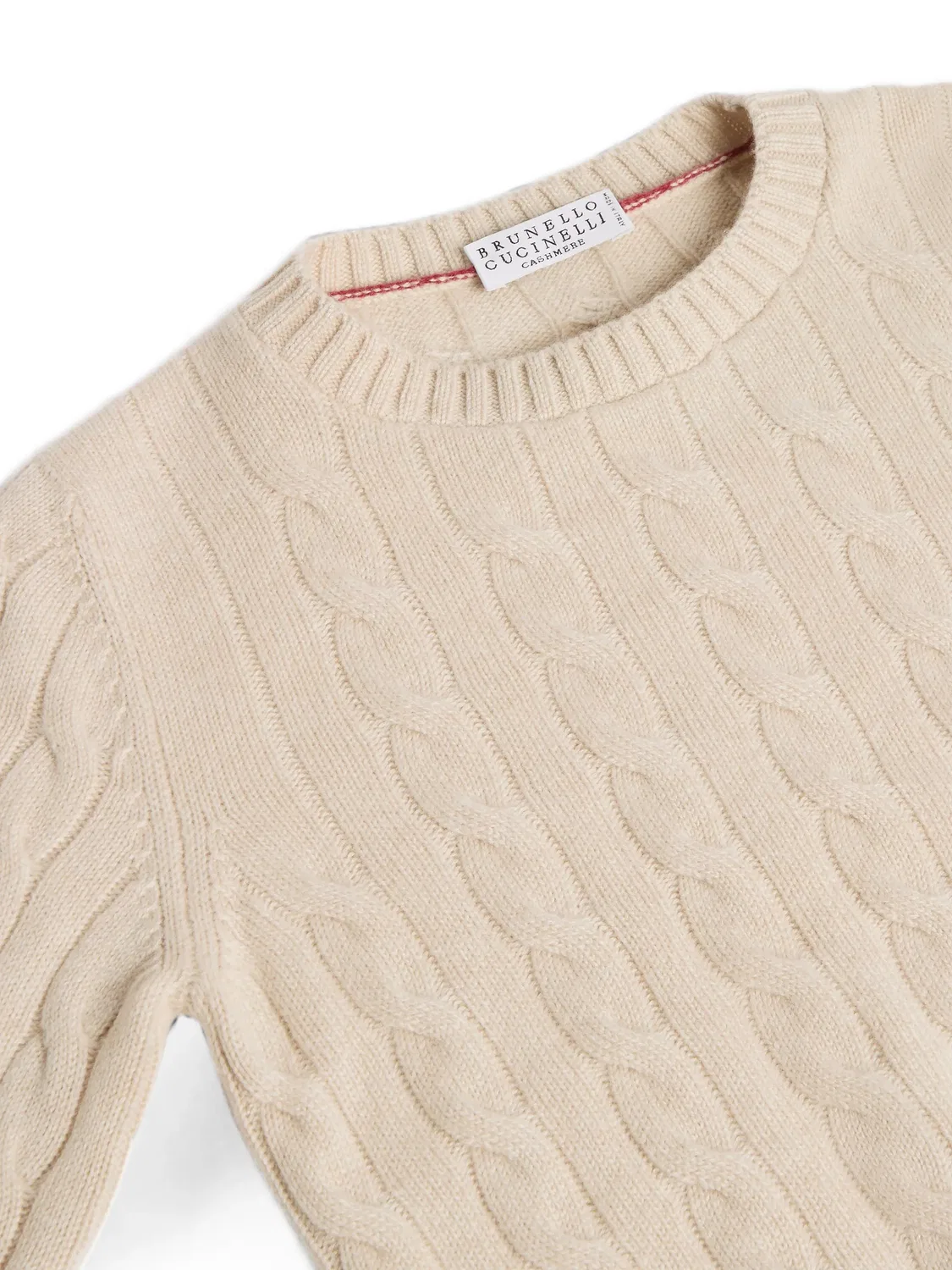 Свитер фактурной вязки Brunello Cucinelli Kids, нейтральные цвета — фото 3