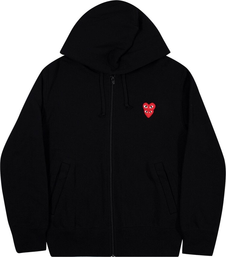 

Толстовка Comme des Garçons PLAY Heart Logo Zip Up Hooded Sweatshirt 'Black', черный