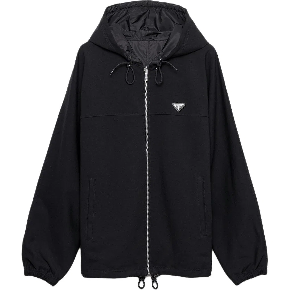 Мужская куртка с капюшоном средней посадки прямого кроя PRADA, Black