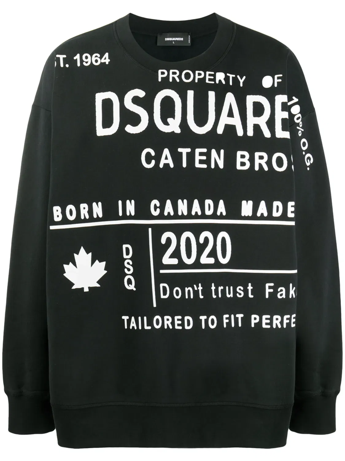 Хлопковый свитер с графическим принтом DSQUARED2, черный