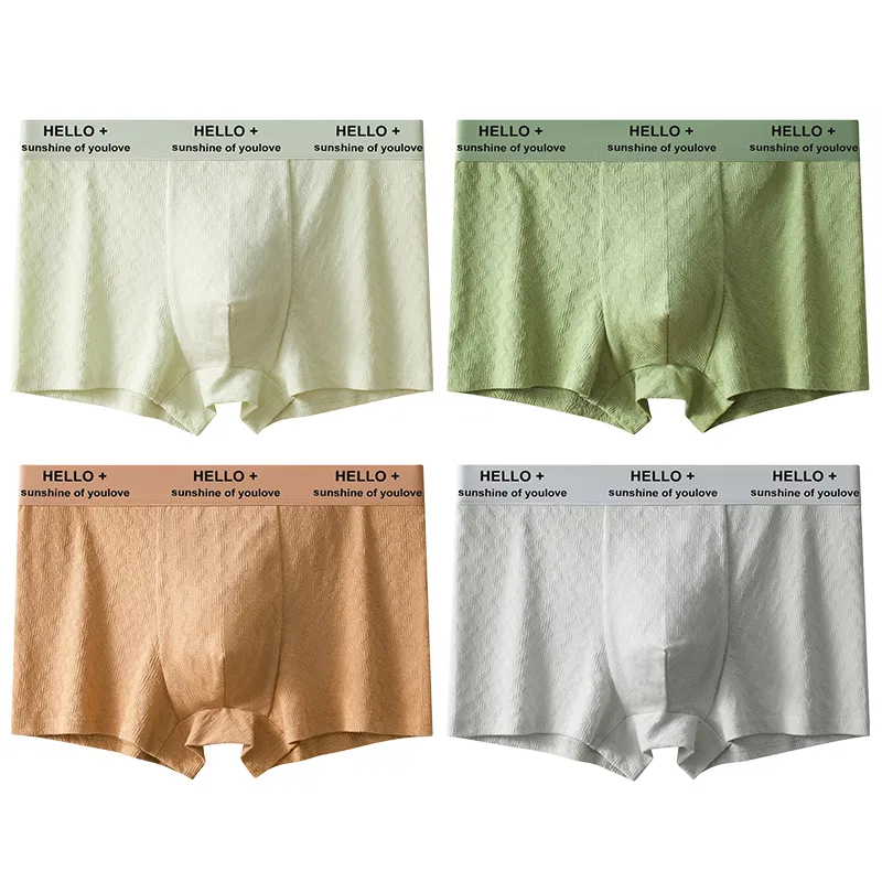 Детские трусы-боксеры умеренные 4 штуки JBBCN, Light Green+Light Gray+Khaki+Grass Green