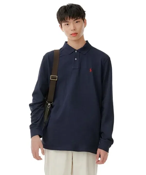 Футболка поло с длинным рукавом сетчатая Slim Fit, Polo Ralph Lauren, синий