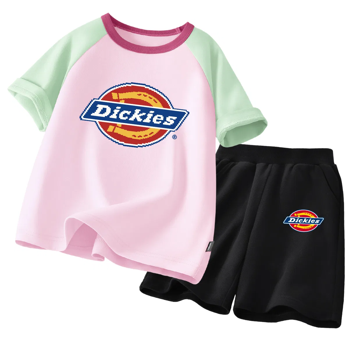 Детский спортивный комплект с принтом Sise Green Pink+S Logo K Black, Dickies