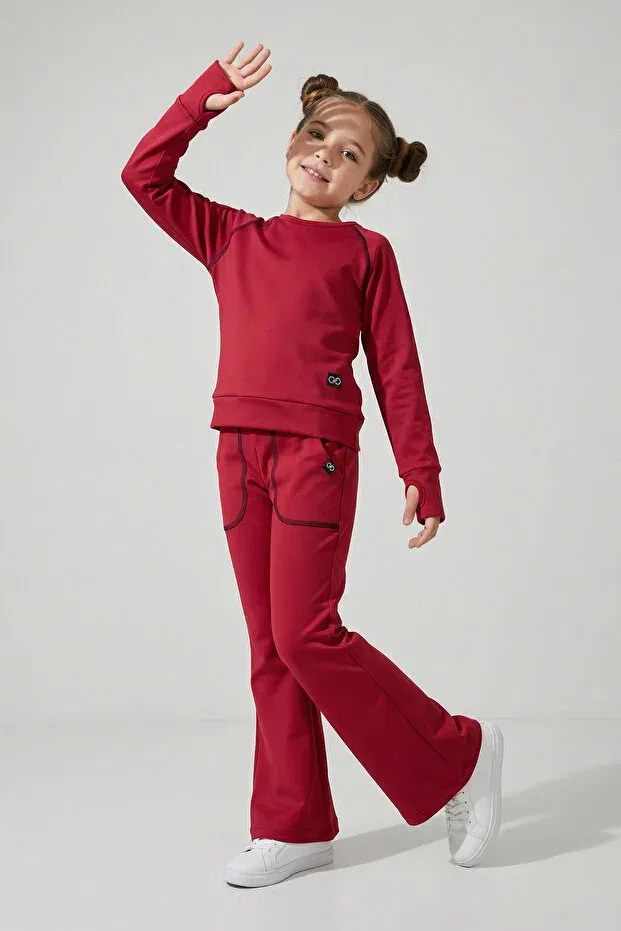 Детские леггинсы для девочек с флисом Flexy i Flared, Colorinas, Red — фото 4