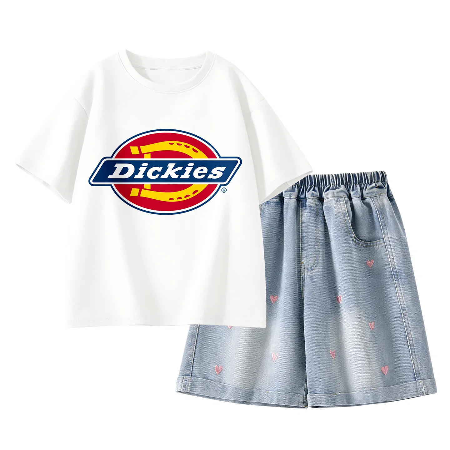 Детский спортивный комплект с круглым вырезом Dickies, Standard White+Solid Color Denim Blue