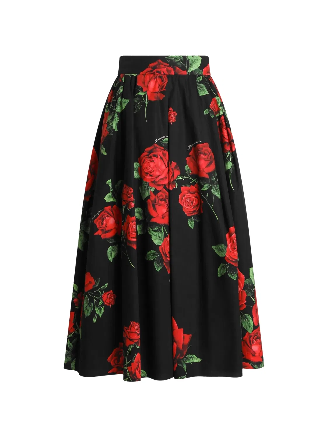 Юбка со складками и цветочным принтом Dolce & Gabbana, черный