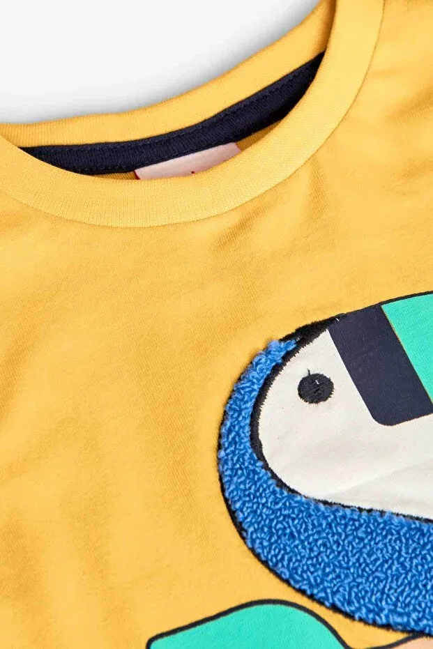 Детская футболка для мальчиков с принтом Parrot Printed Boboli, Yellow — фото 3