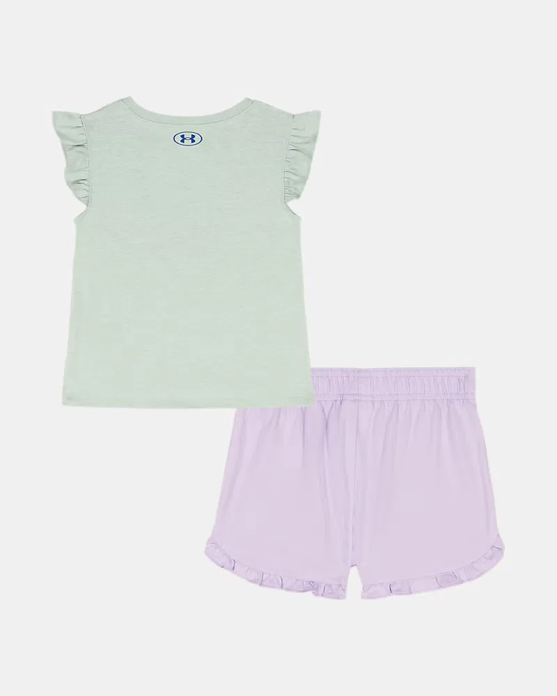 Комплект для девочек быстросохнущий из футболки и шортов Sunbird UnderArmour, Enamel Blue/Academy — фото 3