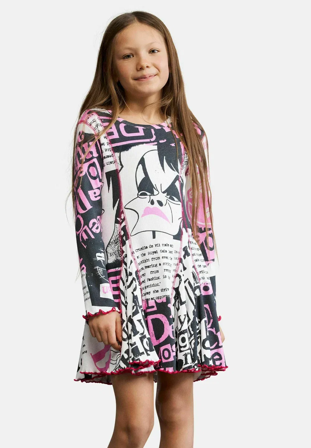 Платье Круэллы из мультфильма Диснея - трикотажное платье Desigual, White