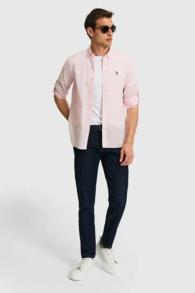 Мужская рубашка с длинным рукавом U.S. Polo Assn., Light Pink — фото 4