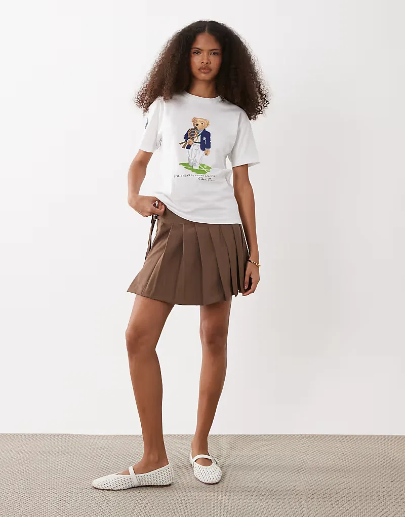 Классическая футболка Polo Ralph Lauren Wimbledon с принтом медведя, белый — фото 2