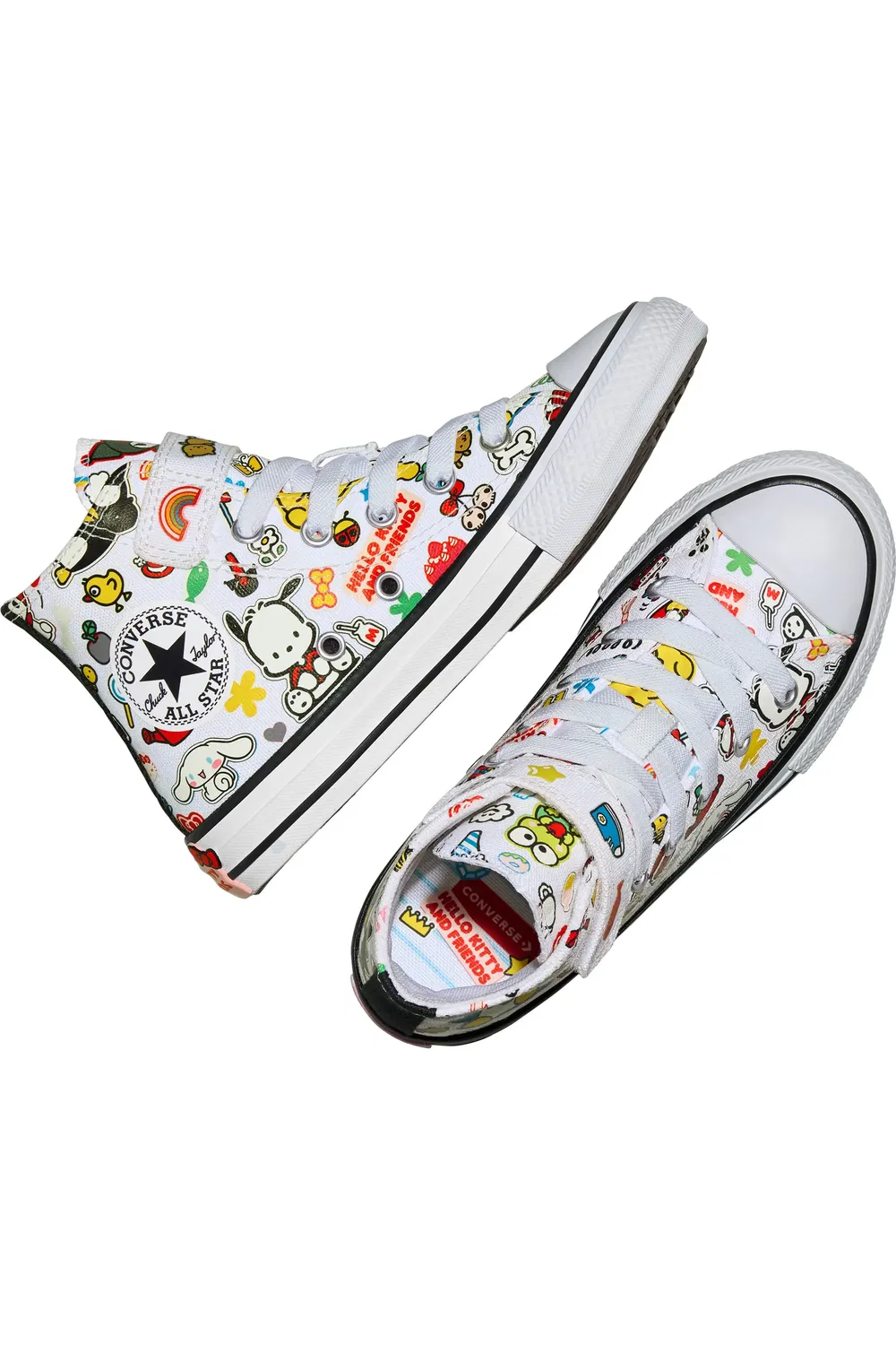 Детские кеды высокие с принтом Hello Kitty и Friends All Star Converse, белый/белый/черный — фото 4