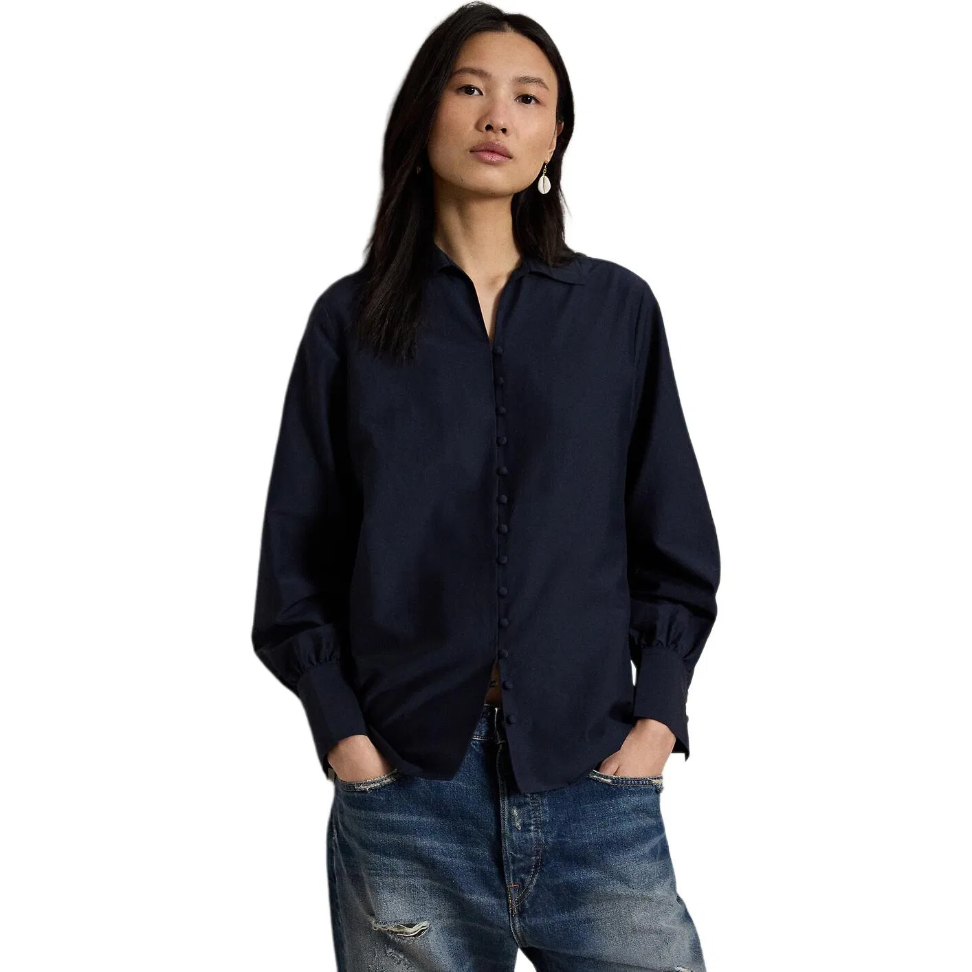 Женская рубашка прямого кроя Polo Ralph Lauren, Dark Blue — фото 4