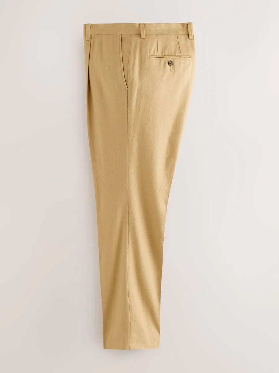 Брюки Next Regular Pleated Pants 'N. Premium' горчичного цвета — фото 3