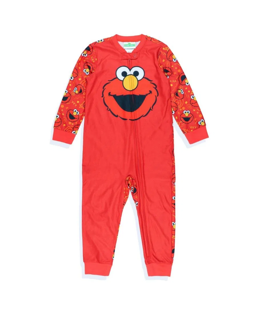 Детский комбинезон-пижама с Элмо, с длинным рукавом, без стоп Sesame Street, Red — фото 3