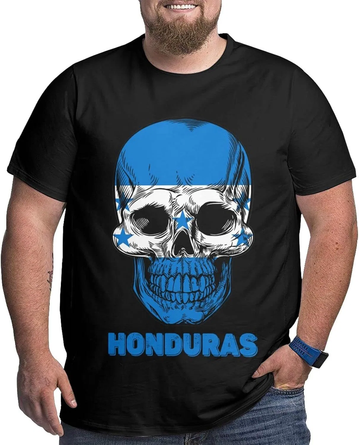 Женская футболка с принтом Skull Honduras Flag, Skull Honduras Flag