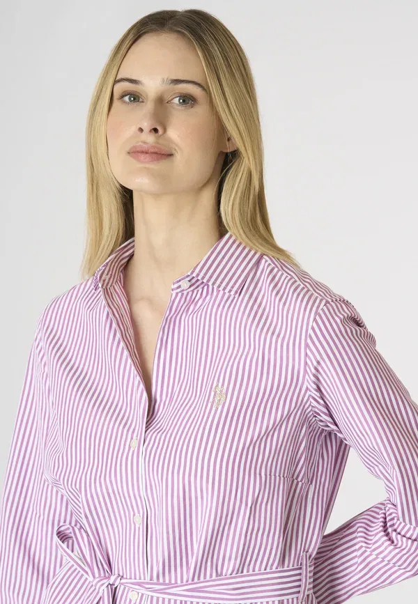 Платье-рубашка полосатое Abito chemisier da donna a righe con cintura in vita - shirt dress, U.S. Polo Assn., мультиколорe — фото 4