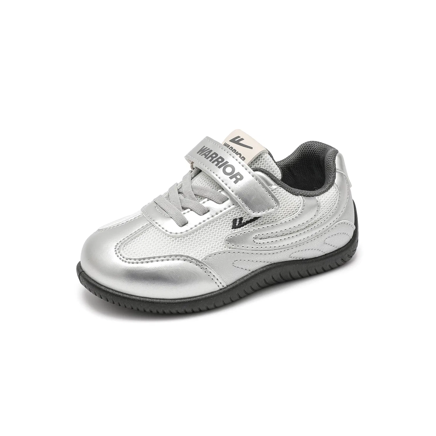 Детские кеды из экокожи с принтом Silver Gray/Beige WARRIOR — фото 3