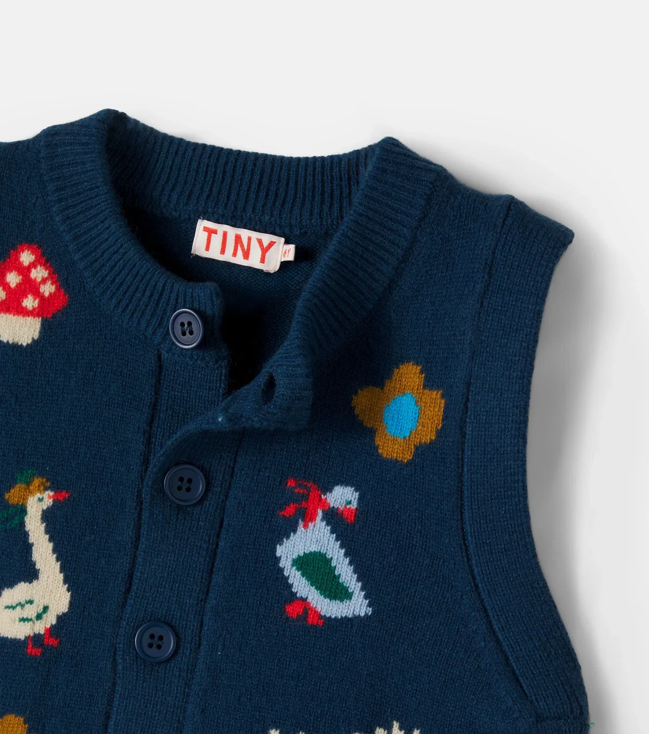 Жилет шерстяной с интарсией Tinycottons, синий — фото 3