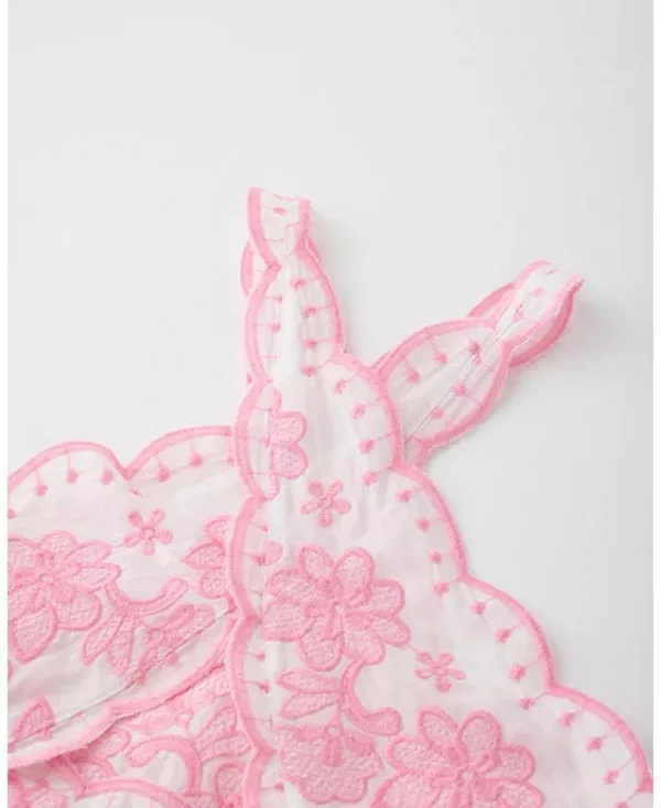 Детское платье для девочек с принтом Jade Embroidered Marlo Kids, Bubblegum Pink — фото 3