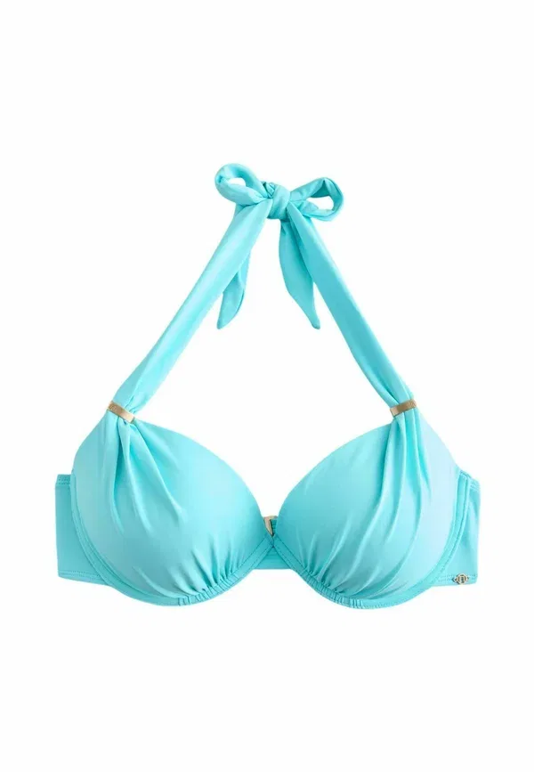 Топ бикини с поролоном и косточками Padded wired halter bikini top standard Next, New Aqua Blue, бирюзовый