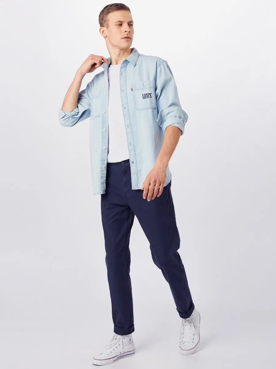 Брюки-чиносы LEVI'S зауженного кроя, темно-синие — фото 4