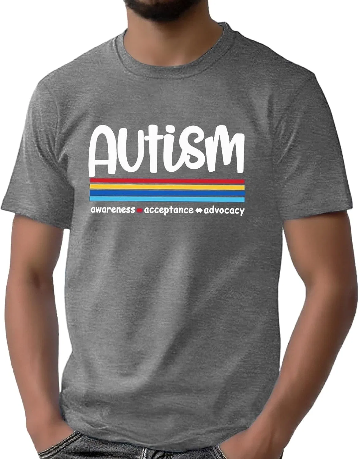 Мужская футболка оверсайз с принтом Autism Awareness, Dark Gray