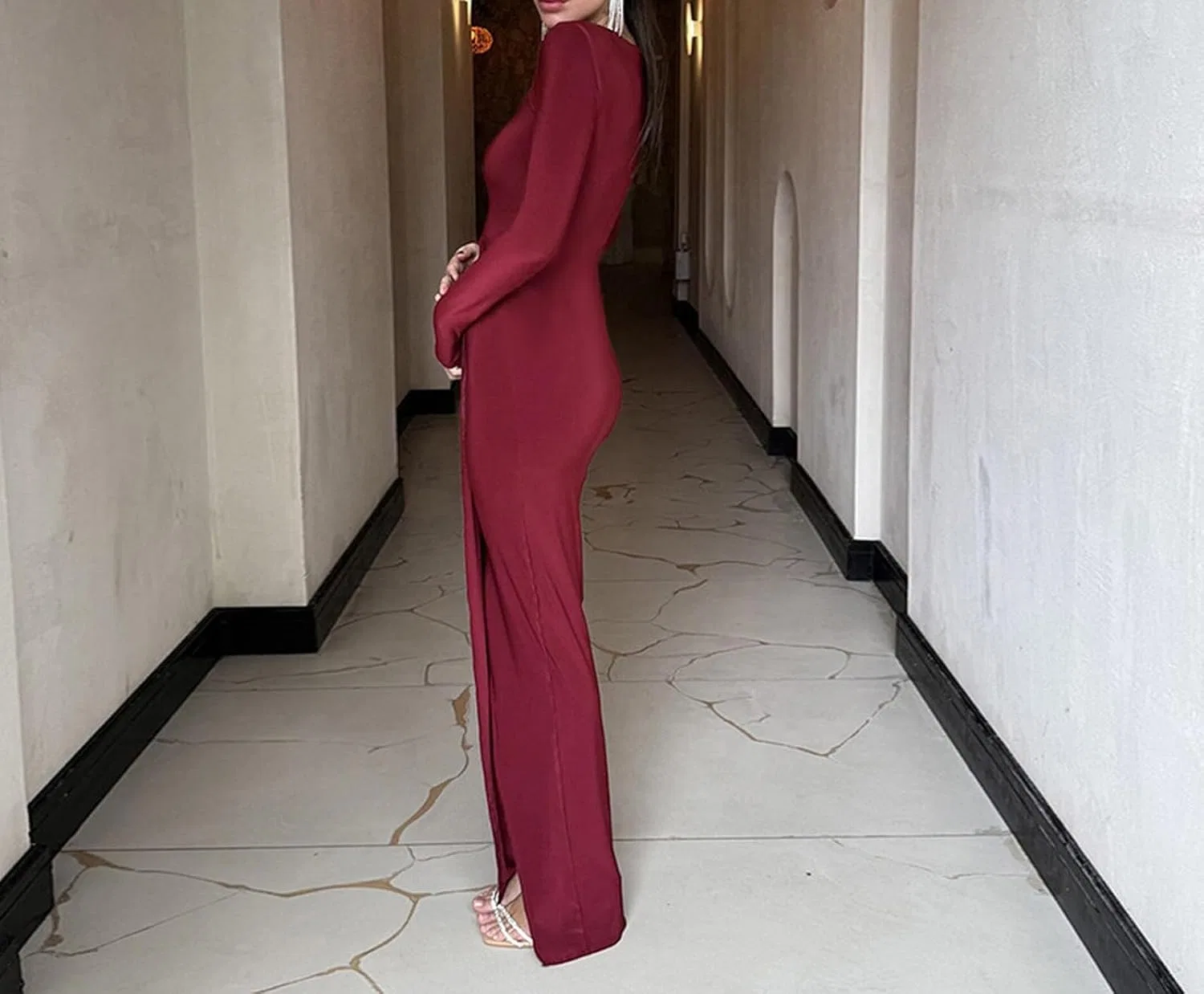 Женское вечернее платье с открытым передом Ruched Bodycon Maxi Gown, 3 — фото 2