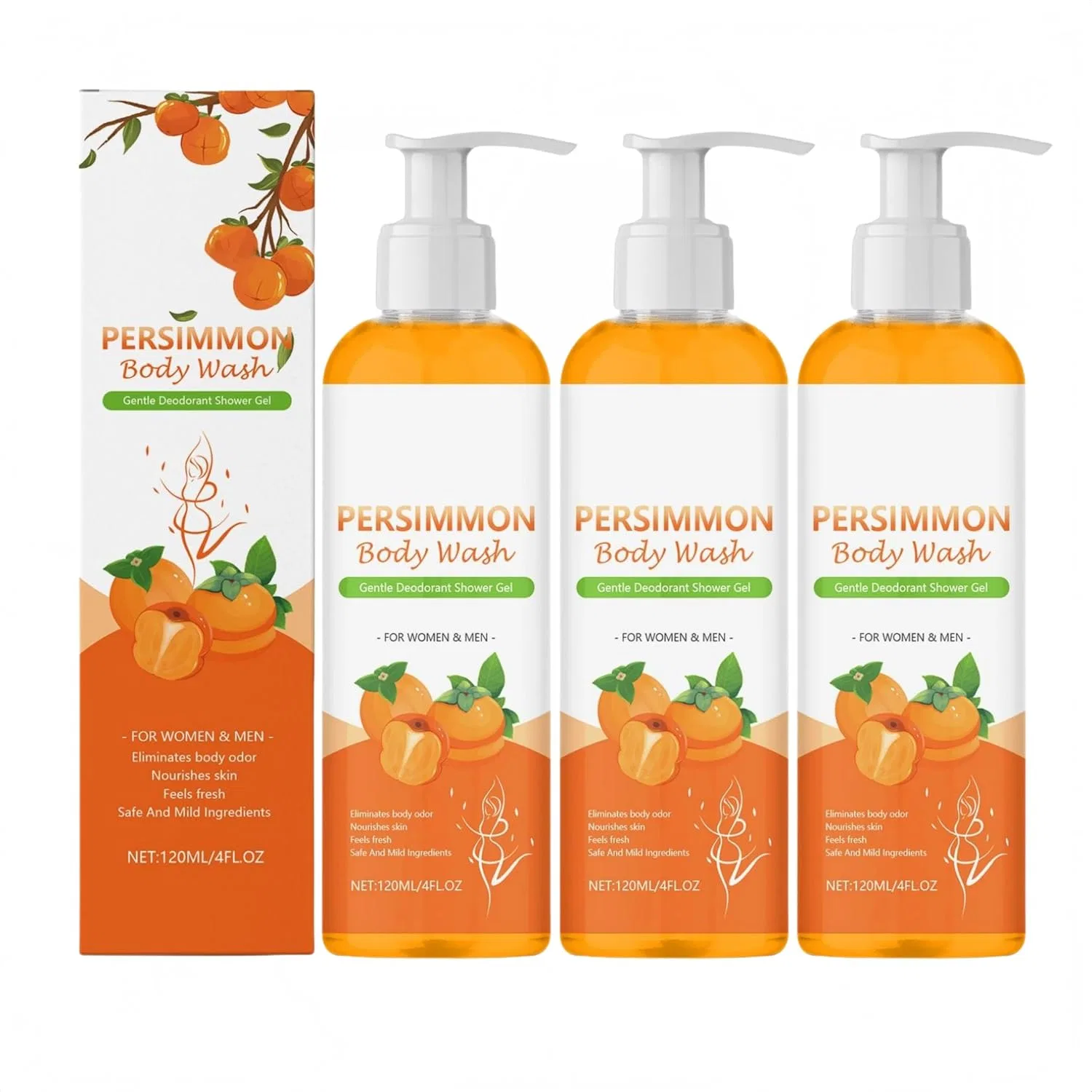 Гель для душа очищающий с экстрактом хурмы, Generisch, 3 шт, 120 г