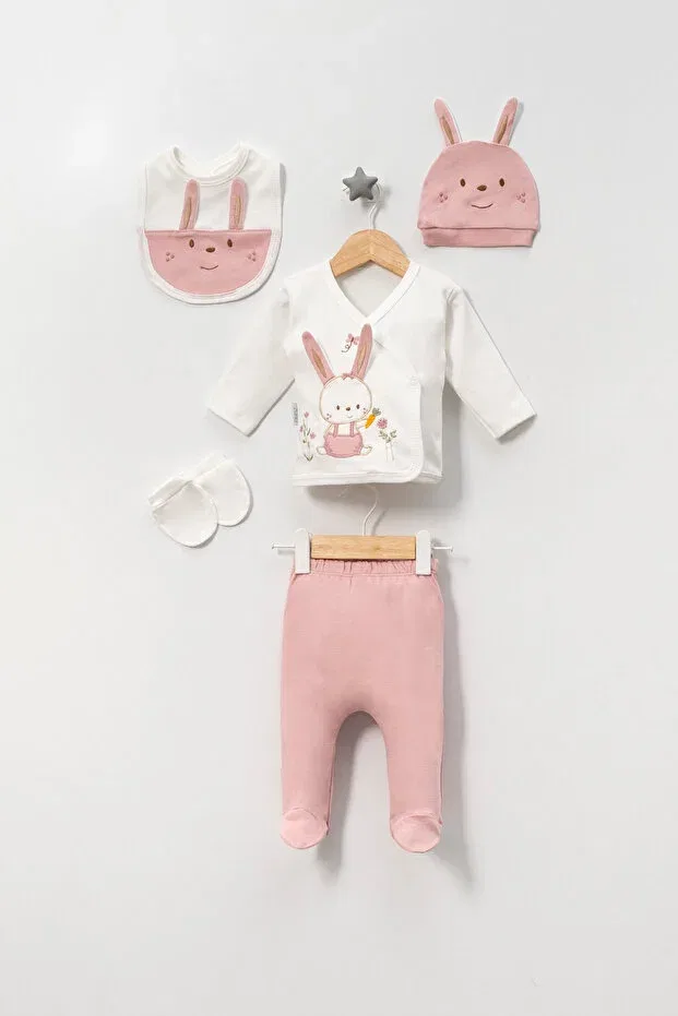 Детский комплект одежды для новорожденных с вышивкой кролик Neu Kids, Salmon — фото 3
