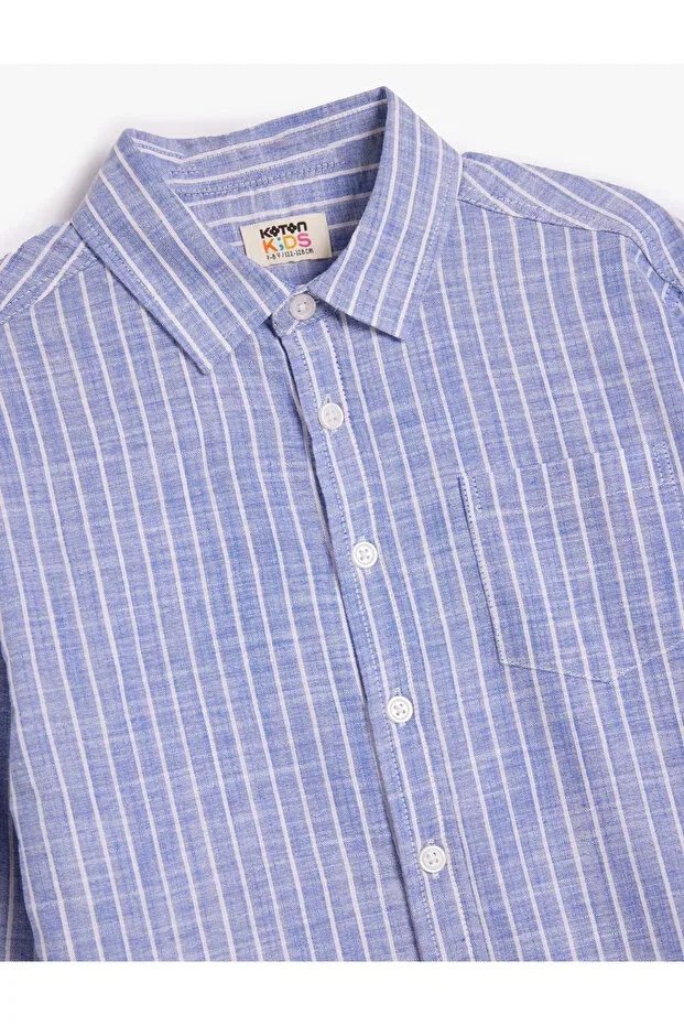 Детская рубашка для мальчиков с длинным рукавом хлопковая Koton, Blue Striped — фото 3