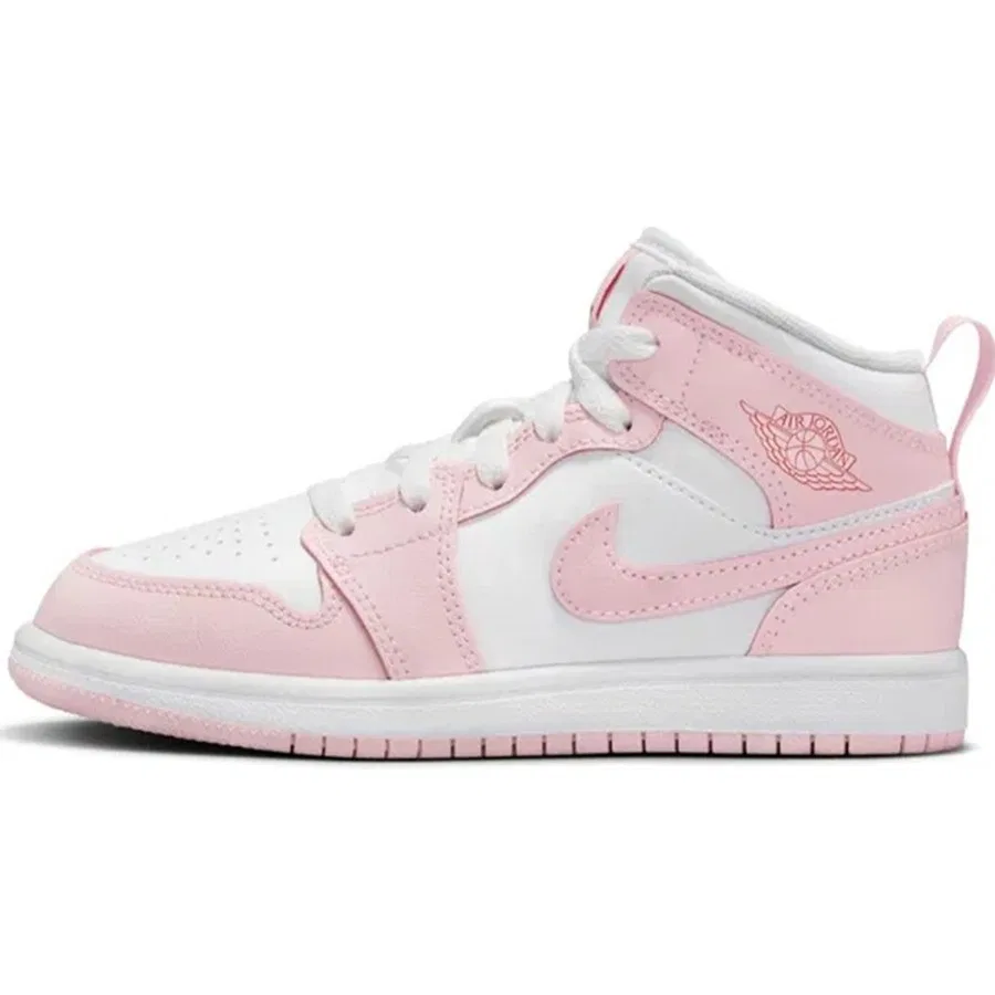 Кроссовки Nike Air Jordan 1 Mid PS Leather Unisex, Бело-розовый — фото 2