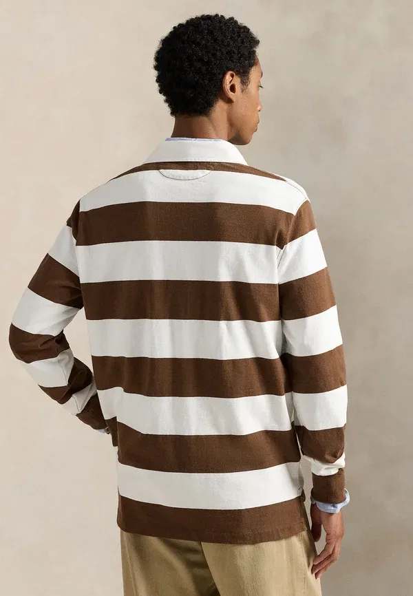 Рубашка поло хлопковая The Iconic Rugby Shirt, Polo Ralph Lauren, Pale Russet/Trophy Cream, кремовый — фото 3