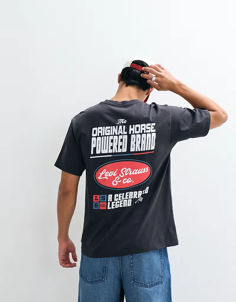 Футболка Levi's свободного кроя с графическим принтом, черный