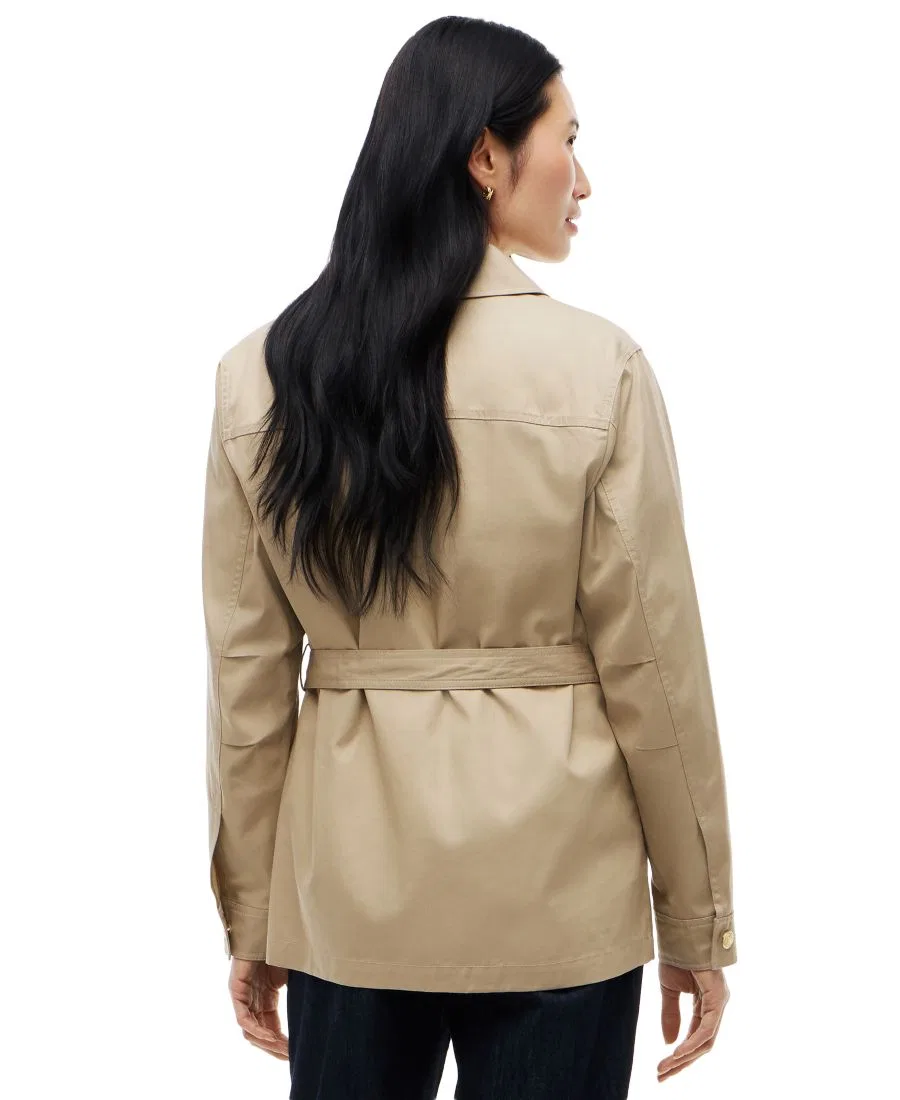 Женское хлопковое пальто с поясом, модель Collared Utility Field Jacket Tommy Hilfiger, Beige — фото 4
