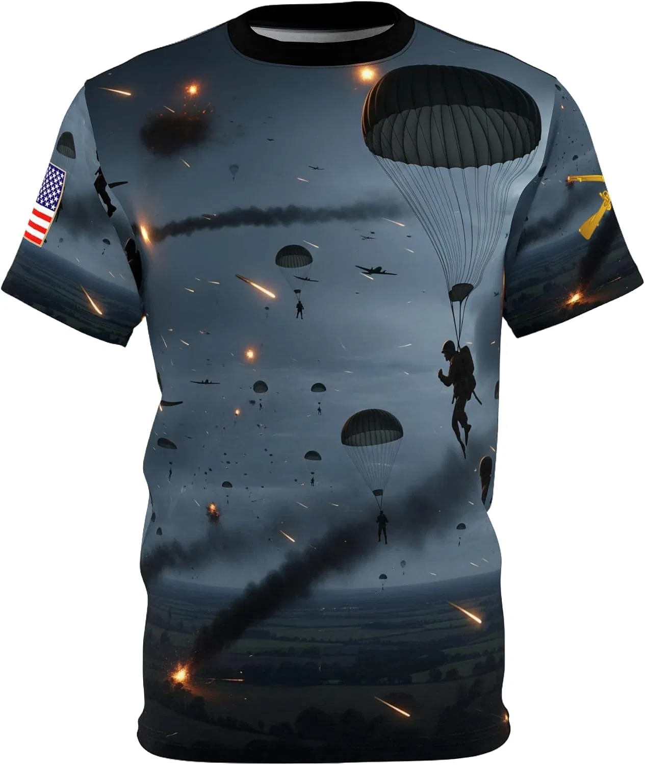 Футболка с принтом D-Day Combat Jump Generic, Black Stitching
