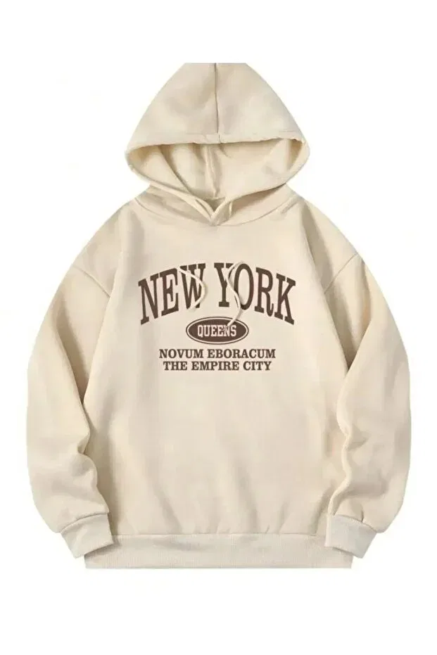 Детское худи с принтом New York Printed Hooded Sweatshirt Daxia, Beige