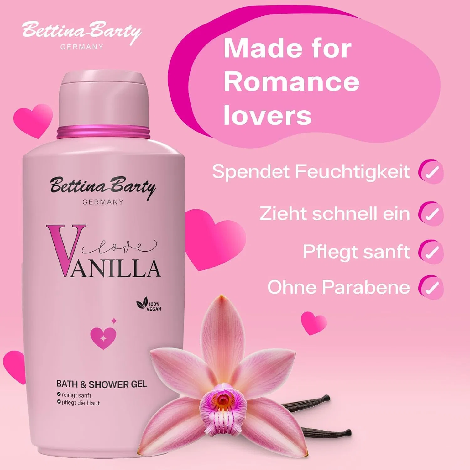 Гель для душа Love Vanilla, Bettina Barty, 12 x 500 мл, Pink — фото 2