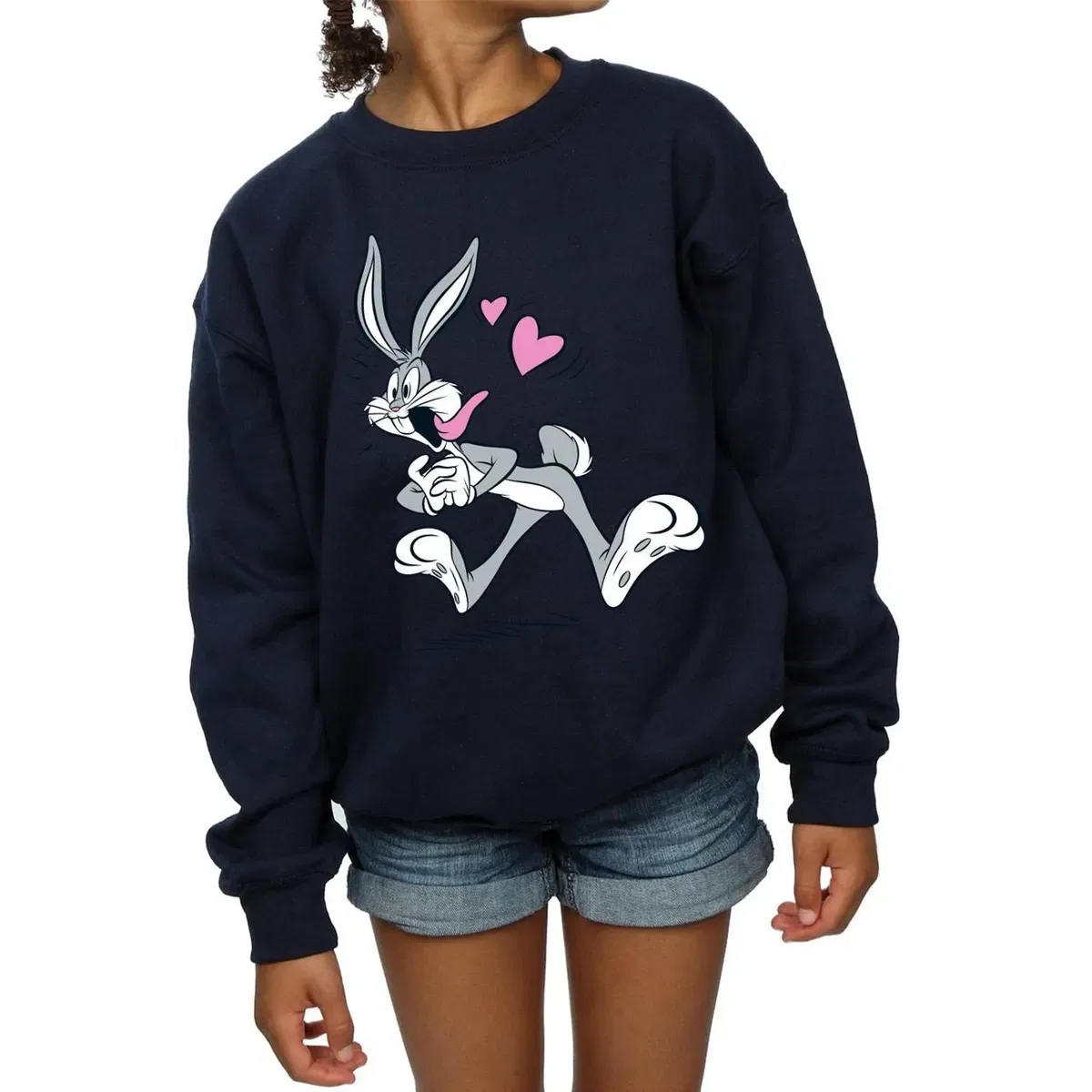 Свитшот с принтом Bugs Bunny in Love Looney Tunes, Navy — фото 3