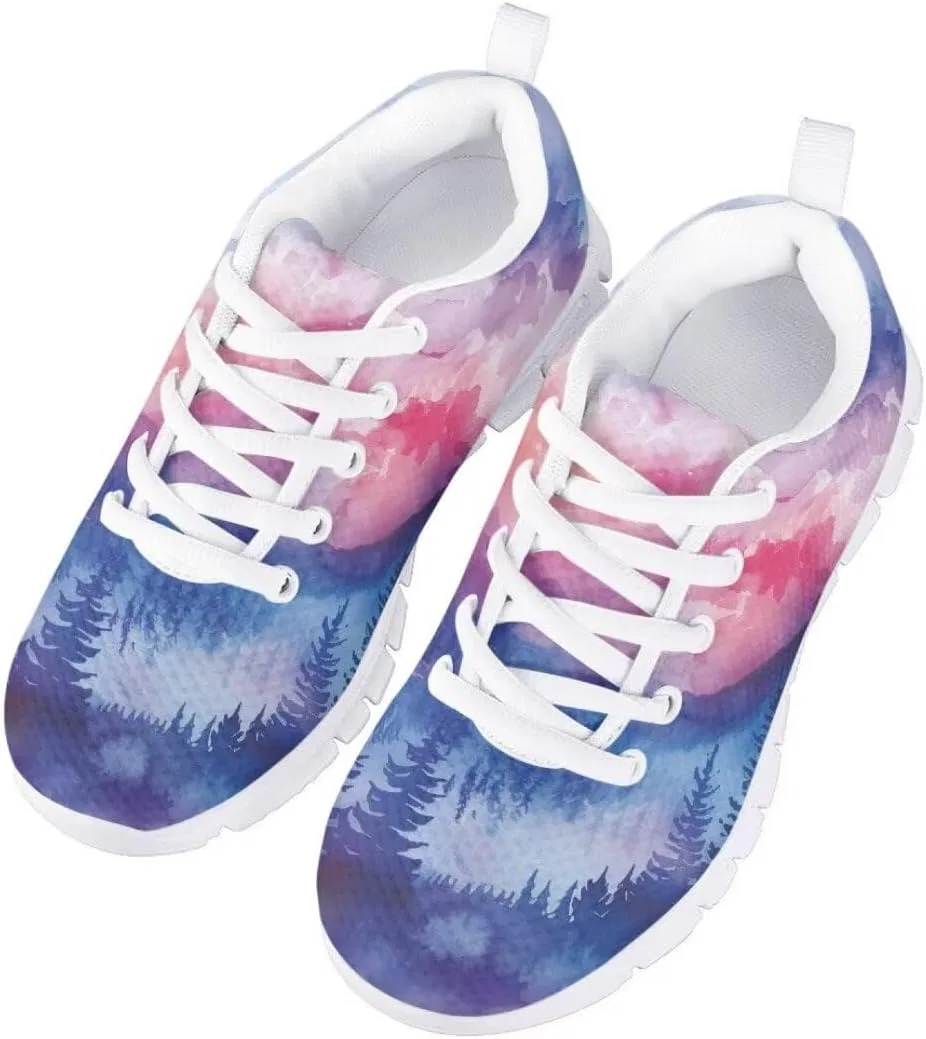 Детские кроссовки для девочек с принтом Pinupub, Tree Colorful Tie Dye — фото 3