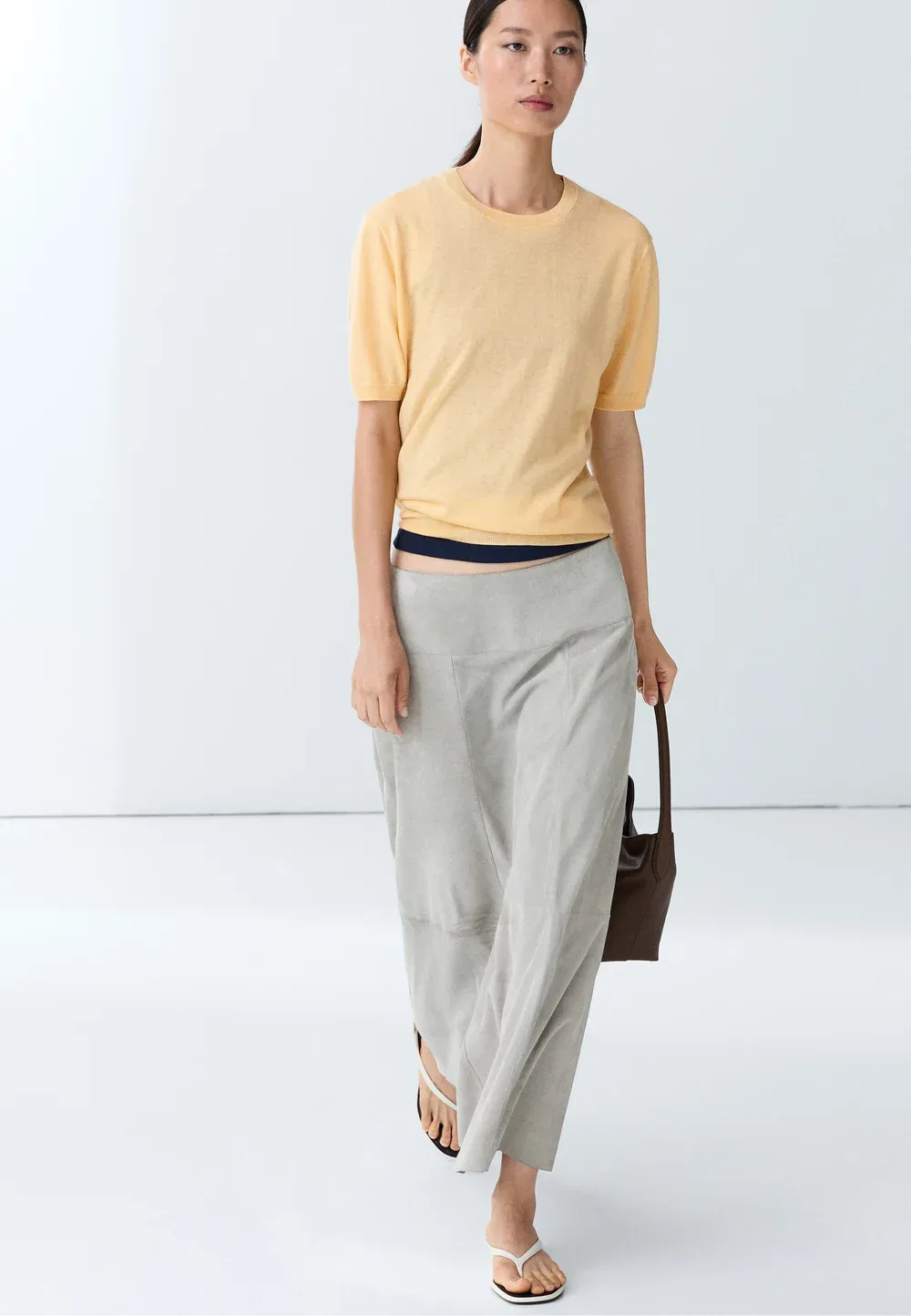 Простая футболка Massimo Dutti, Light Yellow — фото 4