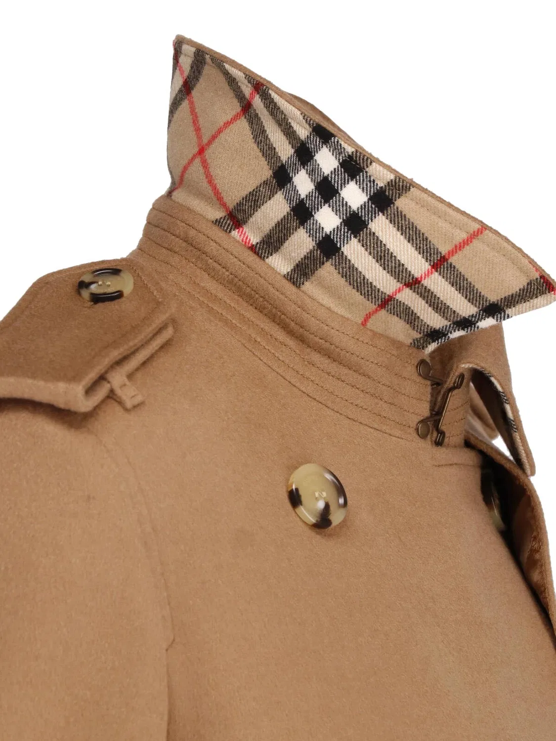 Женское пальто-тренч с поясом из кашемира коричневый Kensington Burberry, коричневый — фото 4