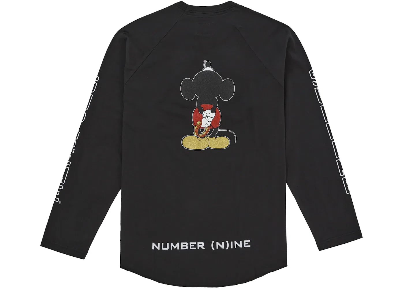 Мужская футболка реглан с длинным рукавом Supreme Number (N)ine Mickey Raglan L/S Top, Black — фото 2
