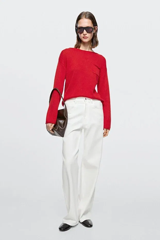 Женские джинсы с широкой штаниной Massimo Dutti, White