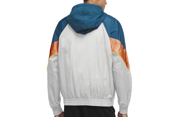 Куртка Nike Woven Contrasting Colors Athleisure Casual Sports Hooded Jacket Blue White Orange Colorblock, белый — фото 2