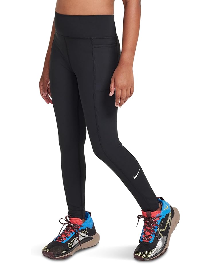 

Брюки Nike Kids Dri-FIT High-Waisted Leggings with Pockets, черный/белый