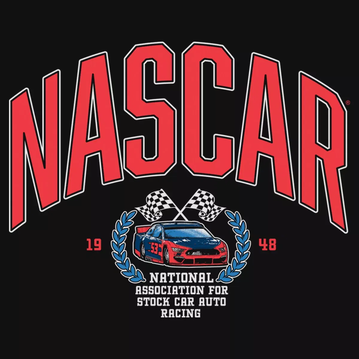 Детское футболка с принтом Retro Racing Car Number 53 Graphic NASCAR, Black — фото 2
