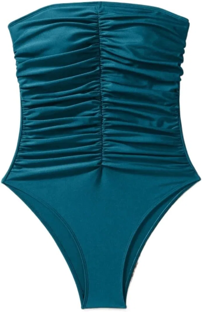 Женский монокини с драпировкой бандо для пляжа, Teal Blue